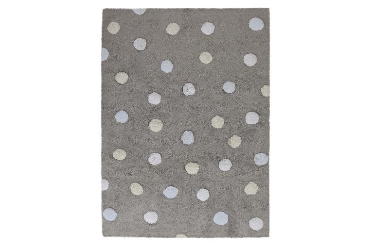 Ručně tkaný kusový koberec Tricolor Polka Dots Grey-Blue
