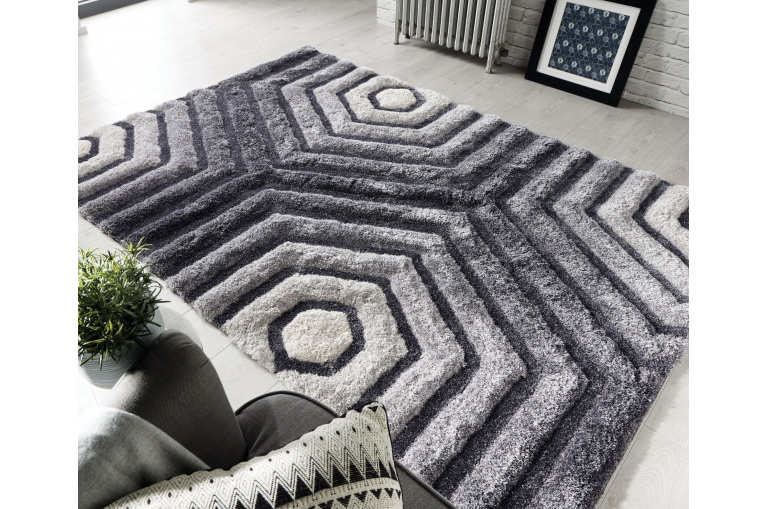 Kusový koberec Verge Hexagon Grey
