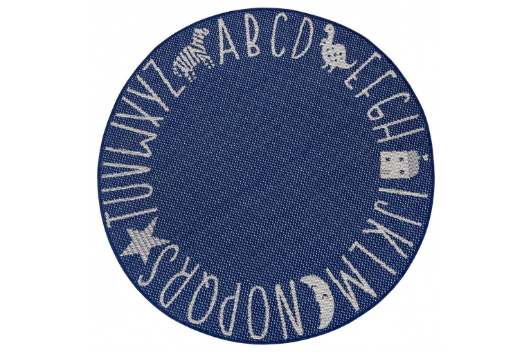 Dětský kusový koberec Flatweave 104886 Blue/Cream kruh