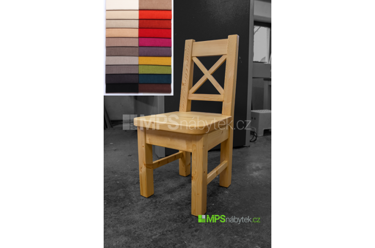 Jídelní židle - klasik s křížem a čalouněným sedákem - Jídelní židle - klasik s křížem a čalouněným sedákem
