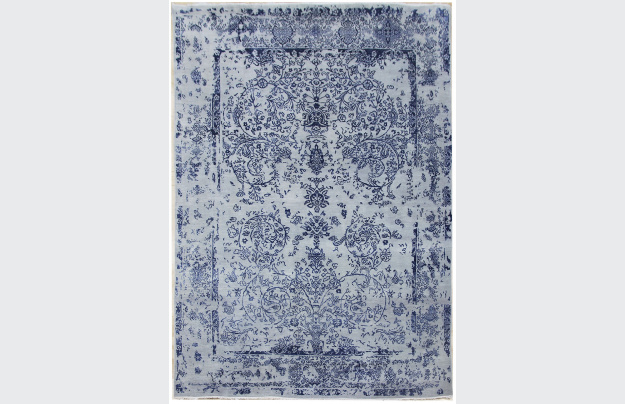 Ručně vázaný kusový koberec Diamond DC-JK ROUND Silver/peacock blue