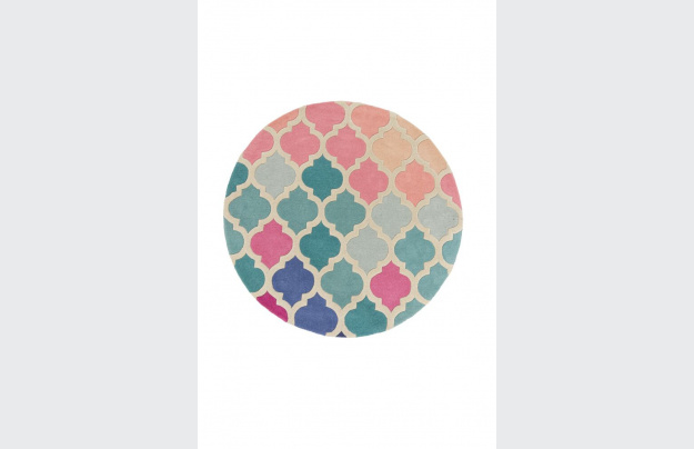 Ručně všívaný kusový koberec Illusion Rosella Pink/Blue kruh